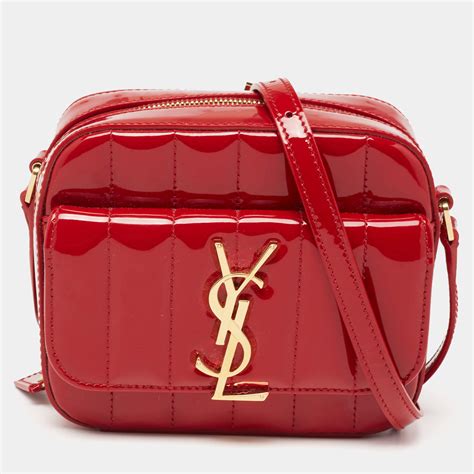 Vicky patent leather handbag Yves Saint Laurent Red in Patent 